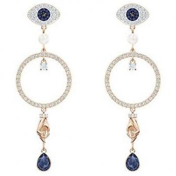 Swarovski Symbolic Ohrhänger – Rosé vergoldete Kreolen mit Augensymbol, Kristallpavé