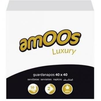 SERVILLETA CELULOSA AMOOS LUXURY 40X40 CM 2 CAPAS PAQUETE DE 50 UNIDADES