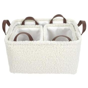 Tissu Bouclette Blanché : Panier de Rangement 3‑packs – The Home Deco Factory
