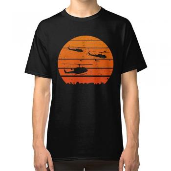 T-shirt RockShark Hélicoptère UH-1 Jungle Sunrise Rétro Noir M