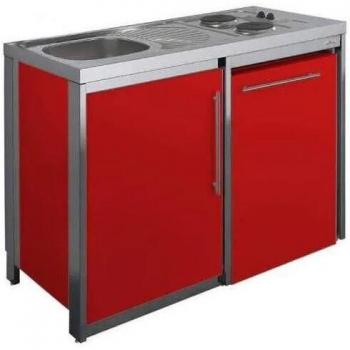 Cocina Carmín 120cm con Placa de Cocción y Refrigerador Metaline