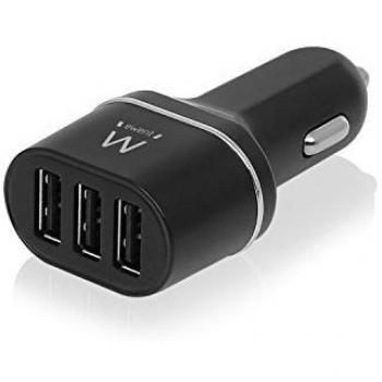 Cargador Usb Ewent Para Coche/ 3 Puertos/ 24W/ Smart Ic/ Negro