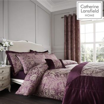 Catherine Lansfield Platinum Plum Jacquard Double Comfort Set