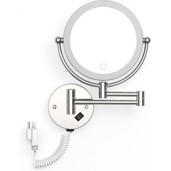 Wall-Mounted 8-Inch Illuminated Makeup Mirror with 5X Magnification EU/US Plug