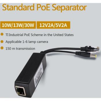 48V zu 5V 12V Gigabit PoE Splitter mit Mikro USB und wasserdichtem Gehäuse