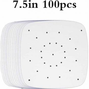 Perforated Parchment Paper for Air Fryers 100 Sheets 7.5 & 8.5 Inches