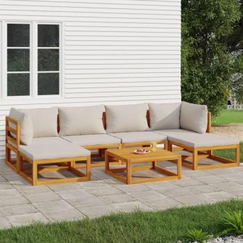 Set de canapé de jardin 7 pcs, dossier inclus, coussins gris clair