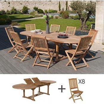 Ensemble de Jardin Teck 8 Chaises et Table