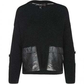 Marc Cain Damenwollpullover Schwarz – Größe 34 – Fixierte Ärmelumschlänge
