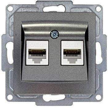 Gunsan Visage 2-fach Datenbuchse CAT5e Unterputz Dunkelsilber