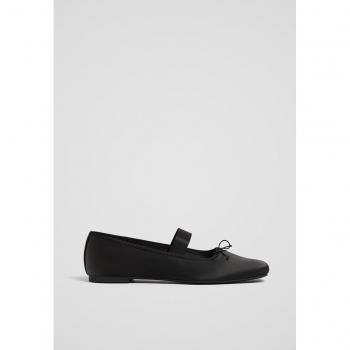 Stradivarius Black Satin Ballet Flats, 38