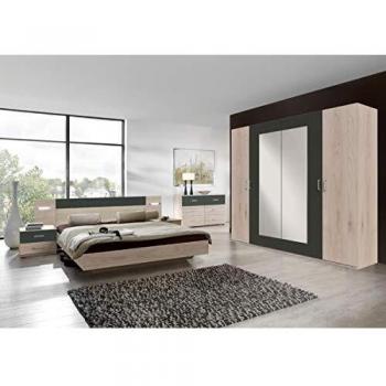 Ensemble chambre adulte imitation chêne Hickory rechampis graphite