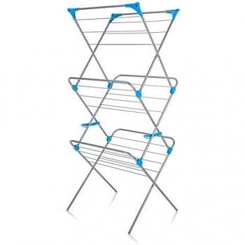 Minky Silver Metal Indoor Airer with 3 Tiers, 15m Drying Space