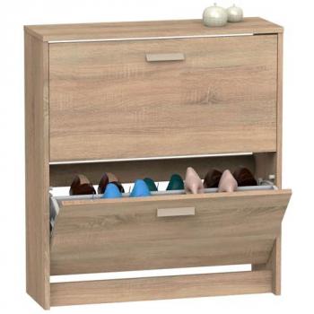 Zapatero Estrecho Briebe Nova para Entrada, Mueble Auxiliar de 2 Puertas, Madera 82x74x25 cm