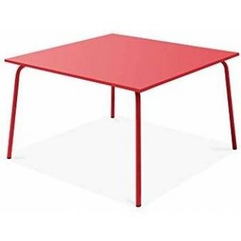Tavolo da giardino quadrato oviale, metallo rosso – Palavas