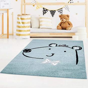 Carpet City Kinderteppich Bubble Kids 1333, rechteckig, Spielteppich mit Teddy-Bär-Motiv, weicher Flor, pflegeleicht für das Kinderzimmer