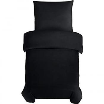 Set Parure Copripiumino WAVVE 140x200 – Letto Singolo 200x140 + Federa 80x80, Microfibra Traspirante Nero