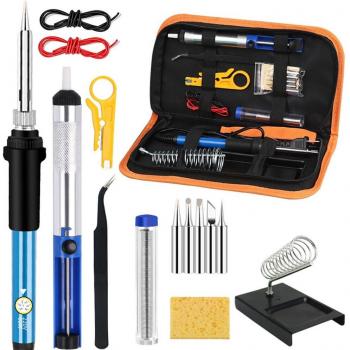 15Pcs Mini Handle Soldering Iron Set with Adjustable Temperature