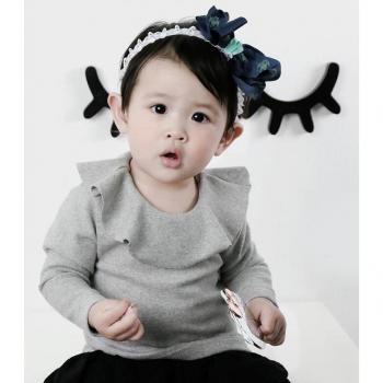 Long Sleeve Baby Girl Shirt with Large Lotus Leaf Collar