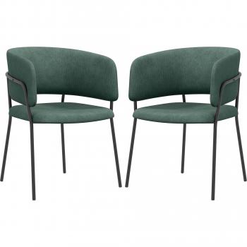 HOMCOM Set 2 Sedie Cucina Velluto Verde