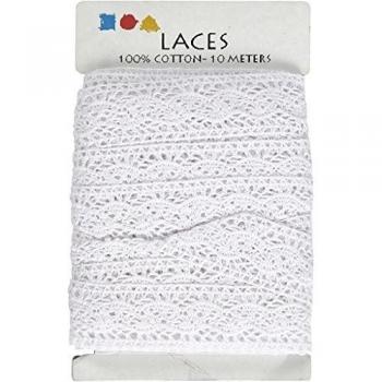 Lace Crochet Border, 30 mm Wide, White, 10 m