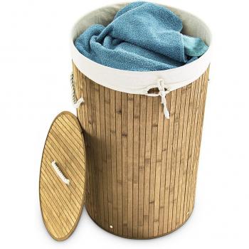 Bidone Pieghevole Relaxdays 70L – Biancheria con Coperchio e Sacco di Cotone