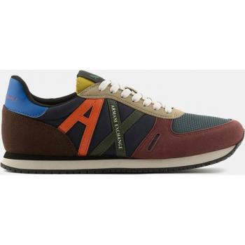 Armani Exchange para hombre. Zapatillas de piel logotipo multicolor