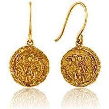 Pendientes Ania Haie de plata esterlina con diseño de moneda chapados en oro