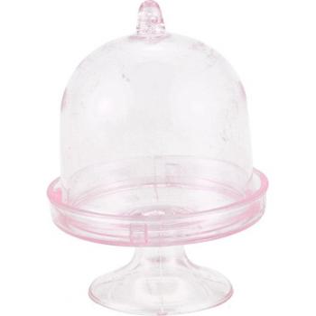 Plastic Mini Cake Stands in Pink for Celebrations