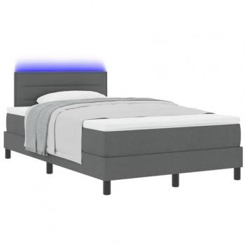 Letto a molle con supporto a schiuma e LED grigio scuro 120x200 cm
