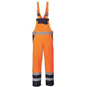 Oxford Weave 300D Class 2 Hi Visibility Contrast Bib and Brace in Orange/Navy