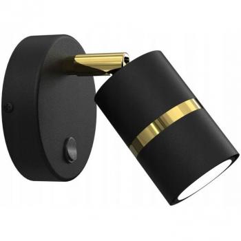 Lampada a parete con funzione di rotazione e interruttore ewilight tube GU10 nera oro