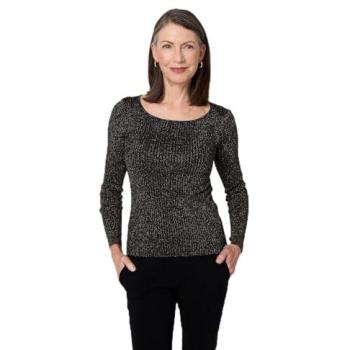 Izabel London Sparkling Slim-Knit Top in Ebony, Size 8