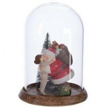 Cloche en Verre avec Père Noël Joyeux 16 cm