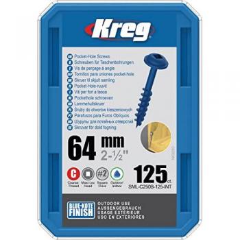 Vis à trous 64 mm, 125 pièces – Blue‑Kote® maxi‑loc – Filetage épais – KREG