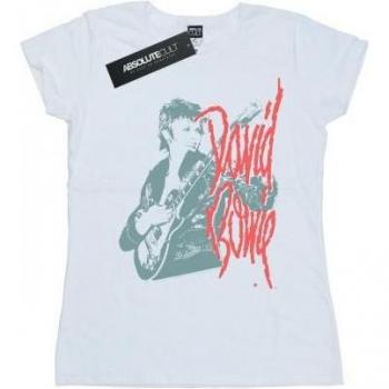 David Bowie Women’s Mono Guitar Tee (2XL) – White