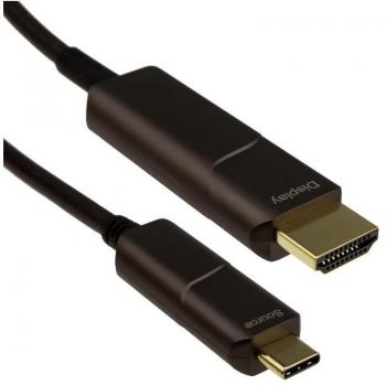 Extra Long Distance USB Type-C to HDMI Active Optical Fiber Cable for 4K UHD Video and Audio Output up to 60Hz, 20Meter Length