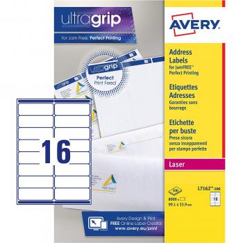 Avery White Address Labels with UltraGrip Technology, 16 Labels per Sheet