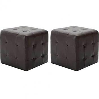 Gray Nightstand Set of 2, 30x30x30 cm, Synthetic Leather