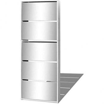 5-Tier Shoe Cabinet with Mirror White 63x17x169.5 cm