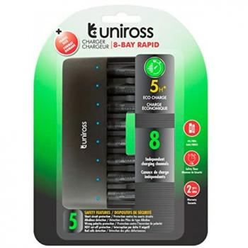 Uniross Charger Pro – 8 slots pour AA/AAA Ni‑MH
