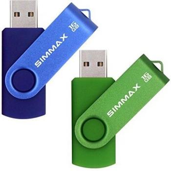 SIMMAX Clé USB 16 Go Lot de 2 USB 2.0 Flash Drive Pivotant Stockage Disque Mémoire