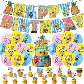 Banner y Toppers Bob Esponja para Fiestas