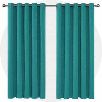 Deconovo Super Soft Thermal Insulated Eyelet Blackout Curtains 66 x 72 Inch Turquoise 2 Panels
