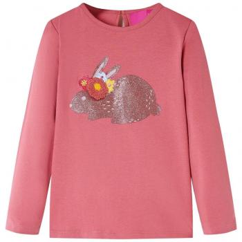 Maglietta Bambina Rosa Antico 128 Maniche Lunghe