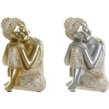 Silberner Buddha Dekoartikel aus Harz (16 x 16 x 23,5 cm)