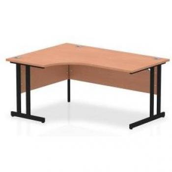 Dynamic Impulse W1600 x D1200 x H730mm Left Hand Crescent Desk With Beech Top, Black Cantilever Legs