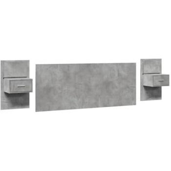 Concrete Grey Bed Headboard with Cabinets 200 cm Engineered Wood