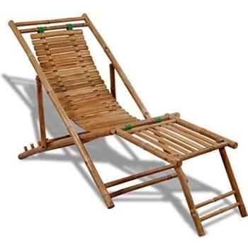 Chaise de jardin d'extérieur avec repose-pieds en bambou