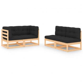 Colección Jardín VidaXL: Muebles 4 Piezas con Cojines Pino